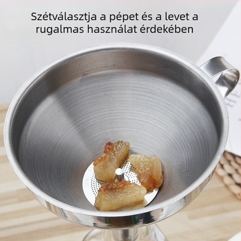 304 rozsdamentes acél tölcsér szűrővel, konyhai használatra, olaj és bor tölcsér, két méretben