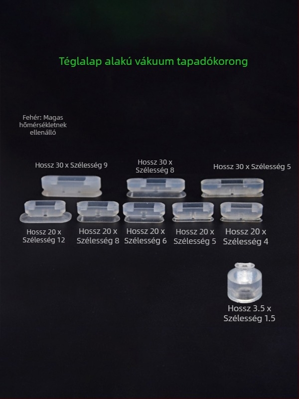 Ipari robotkarhoz vákuumszívócsésze, hosszú szalag alakú ovális, szilikonból, magas hőmérséklet-álló, antistat.
