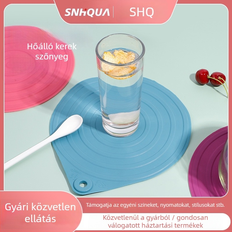 Kör alakú szilikon hőszigetelő alátét edényekhez, tálakhoz és bögrékhez, csúszásmentes