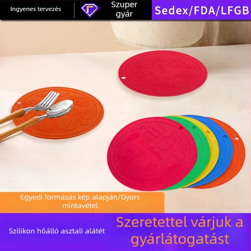 Kör alakú szilikon étkezési alátétek, csúszásmentesek, tányérok és poharak alátétei, hőálló és hőszigetelt