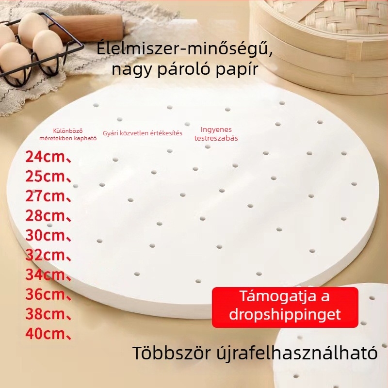 Nagy méretű kereskedelmi gőzölőpapír, tapadásmentes, zsemle és gombócok számára, egyszer használatos gőzölő alátét