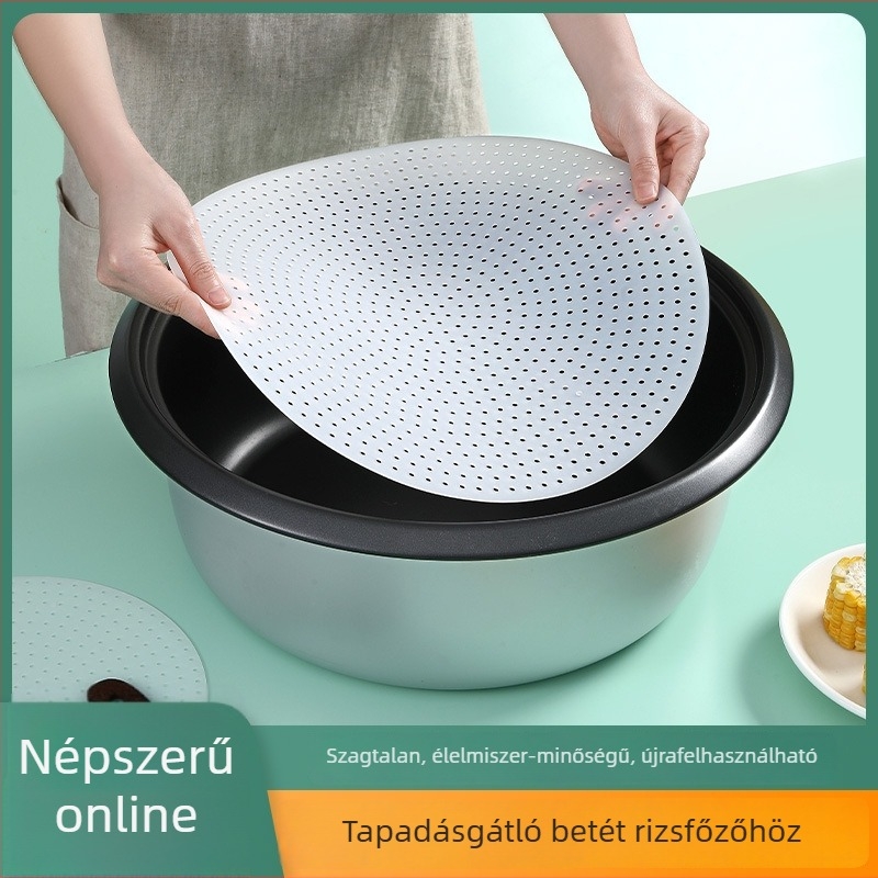 Növelt vastagságú szilikon rizsfőző alátét, tapadásmentes, hőálló, kör alakú