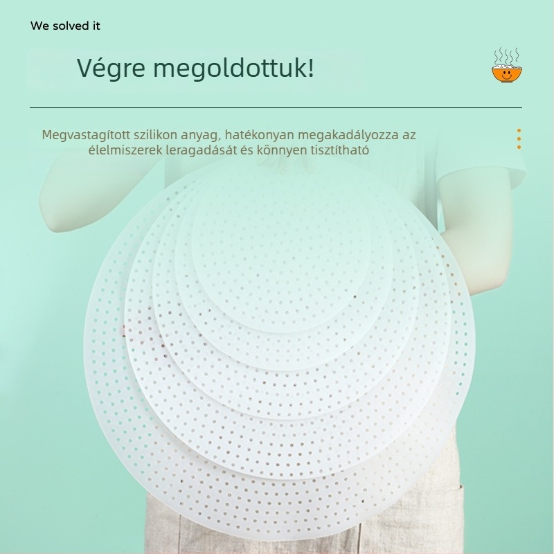 Növelt vastagságú szilikon rizsfőző alátét, tapadásmentes, hőálló, kör alakú