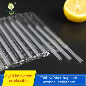 Gyermekeknek szóló egyszer használatos, egyenes szívók, egyedi csomagolású, átlátszó csúccsal