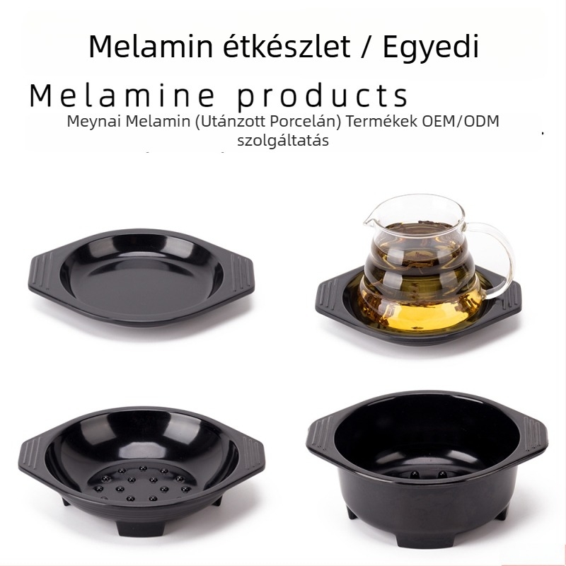 Kétfülű melamin sütőtál alátét kőedényes alaplappal, műanyag porcelán imitáció, hőálló szigetelő párna