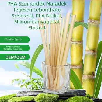 Cukornád rostból készült szívószál, PLA-mentes, biológiailag lebomló, egyszer használatos, egyedi csomagolásban, 100 darab egy csomagban, bubble tea szívószál