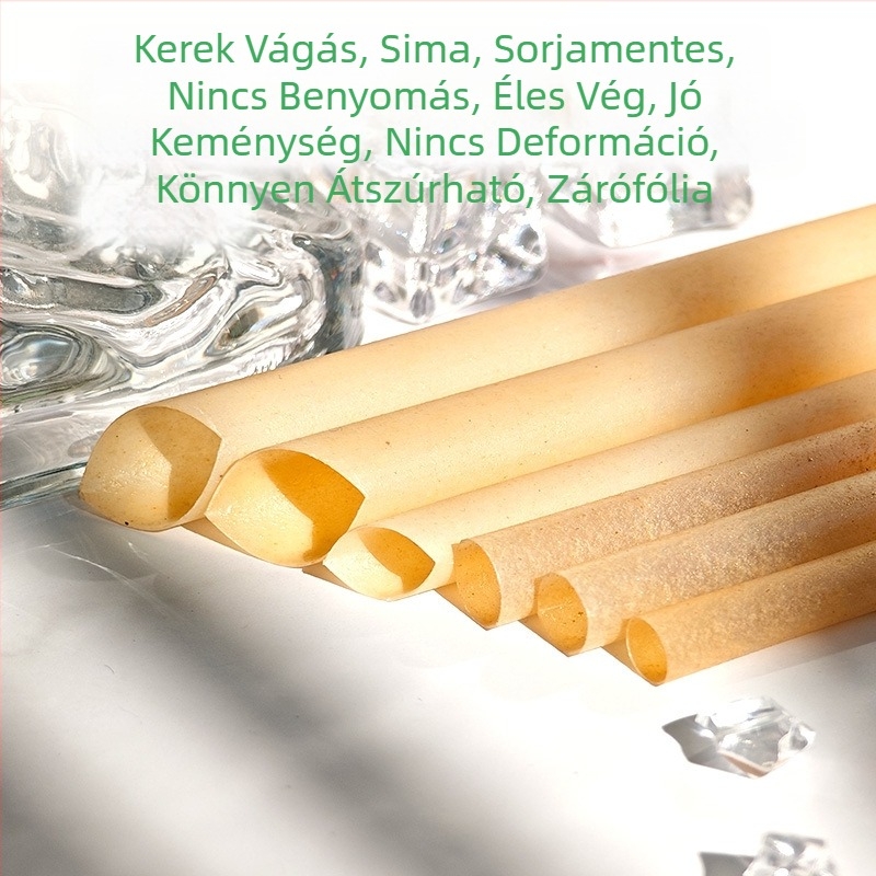 Cukornád rostból készült szívószál, PLA-mentes, biológiailag lebomló, egyszer használatos, egyedi csomagolásban, 100 darab egy csomagban, bubble tea szívószál