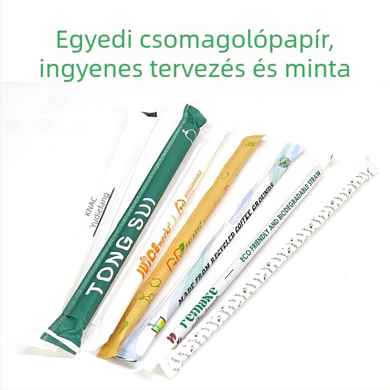 Cukornád rostból készült szívószál, PLA-mentes, biológiailag lebomló, egyszer használatos, egyedi csomagolásban, 100 darab egy csomagban, bubble tea szívószál