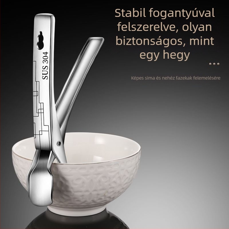 304 rozsdamentes acélból készült tányéremelő klipsz, csúszásmentes felülettel – konyhai eszköz
