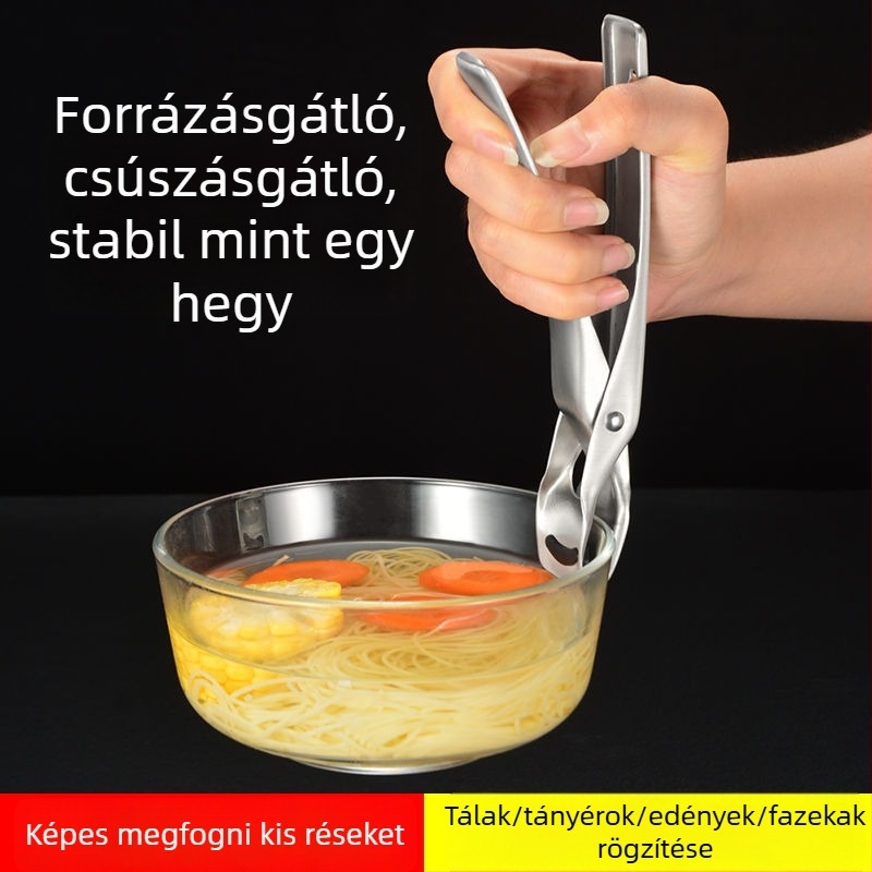 304 rozsdamentes acélból készült tányéremelő klipsz, csúszásmentes felülettel – konyhai eszköz