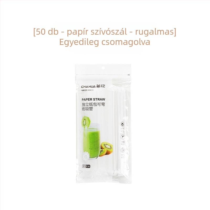 Camellia egyszer használatos papírszívó, egyedi csomagolás, hajlékony, lebomló papírból készült íves szívószál italokhoz és tejes teához
