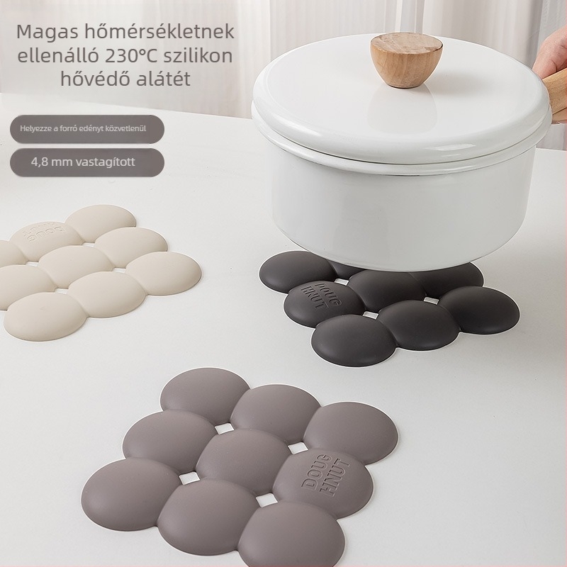 Szilikonból készült hőszigetelő alátét – fánk alakú, kör alakú edény- és pohár alátét forró felületekhez