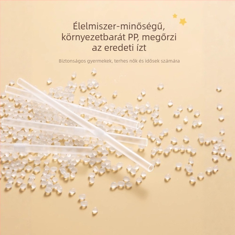 Double Gun egyszer használatos hajlított szívócső PP anyagból, egyedi csomagolásban, bubble tea-hez, kismamáknak és gyerekeknek