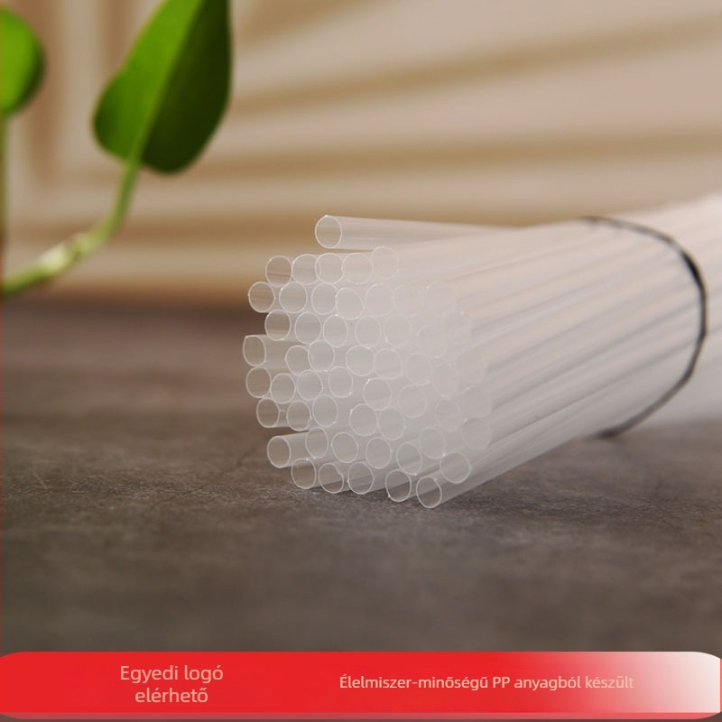Egyszer használatos átlátszó hajlított szívószál, PP műanyag, 5 mm átmérő, 205 mm hosszú, 100 db