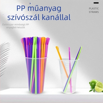 Egyszer használatos gyöngy-teás szívószálak és kanalas típusú szívószálak tejturmixokhoz és smoothiekhoz, színes