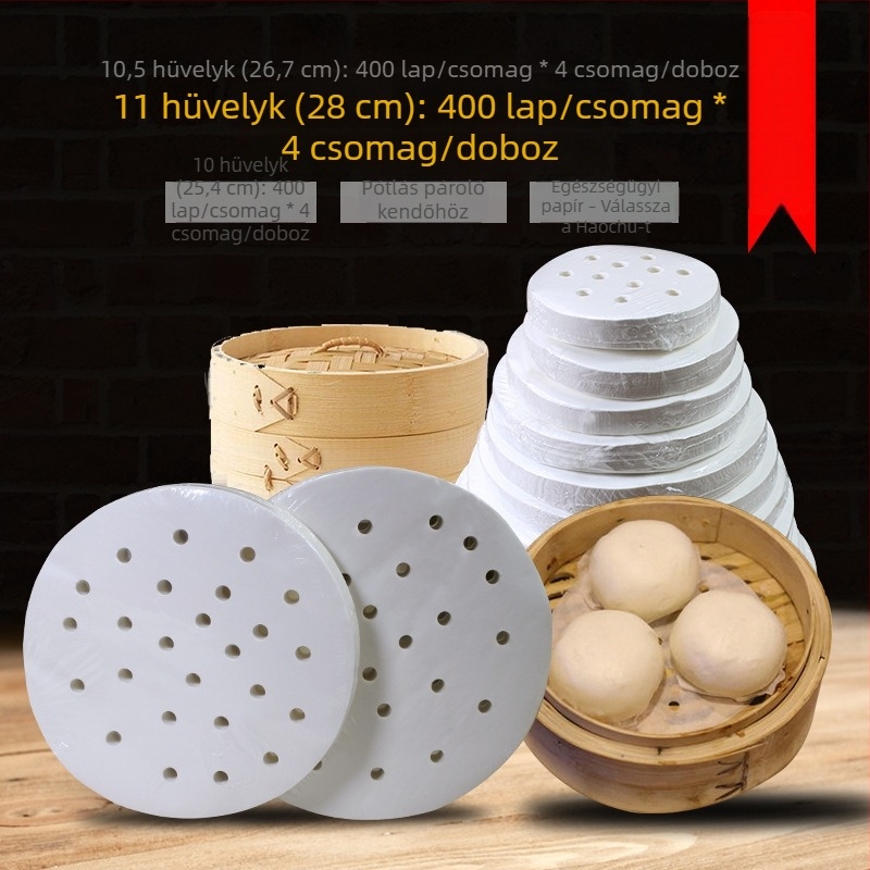 Haochu Gőzölőpapír – Kör alakú, tapadásmentes papír gőzöléshez, zsemle és kenyér számára, egyszer használatos