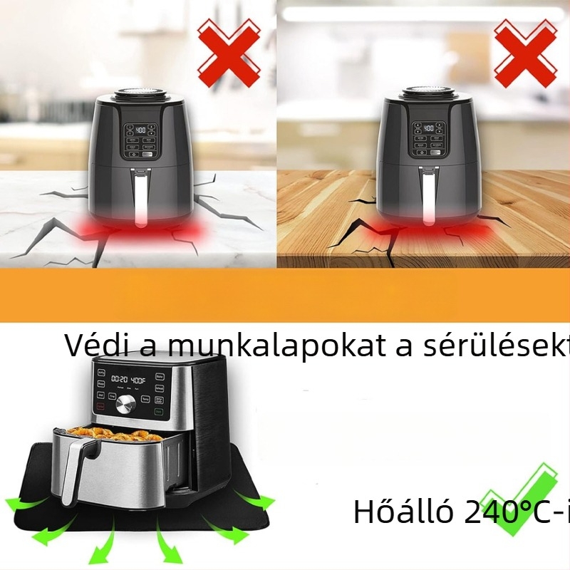 Szilikon alátét a levegős sütő aljához – hőszigetelő konyhapult alátét, hőálló, többfunkciós védelem az égési sérülések ellen