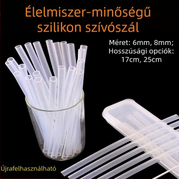 Élelmiszer-minőségű szilikon szívószál, termosz pohár kiegészítők, újrahasználható ivócső környezetbarát anyagból