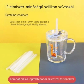 Élelmiszer-minőségű szilikon szívószál, termosz pohár kiegészítők, újrahasználható ivócső környezetbarát anyagból