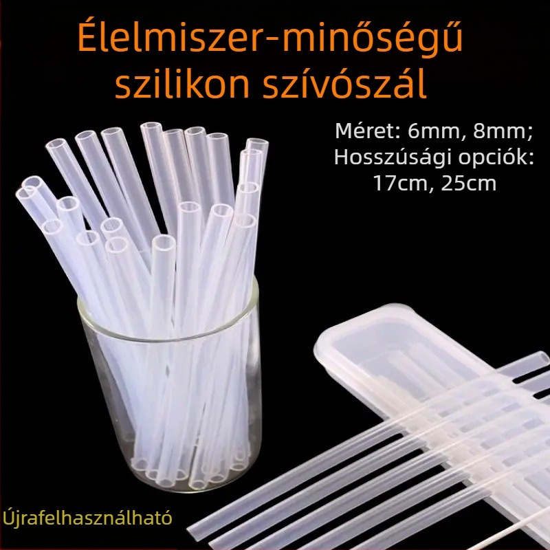 Élelmiszer-minőségű szilikon szívószál, termosz pohár kiegészítők, újrahasználható ivócső környezetbarát anyagból