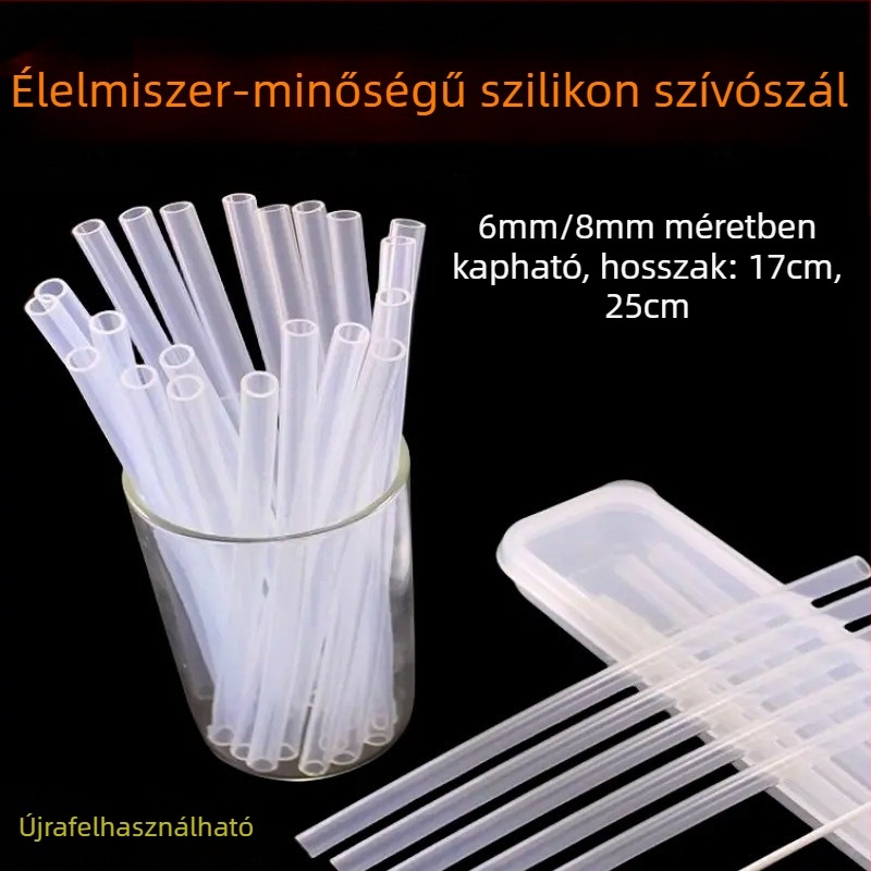 Élelmiszer-minőségű szilikon szívószál, termosz pohár kiegészítők, újrahasználható ivócső környezetbarát anyagból