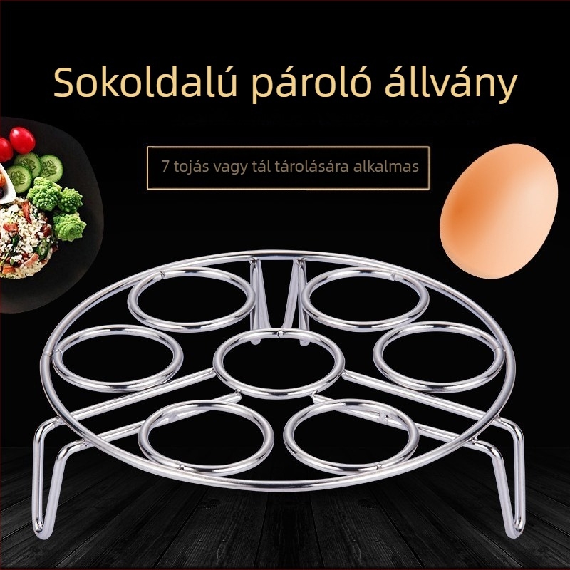 Rozsdamentes acél tojásgőzítő állvány magas lábakkal, vastagított kivitelben, rizsfőzőhöz