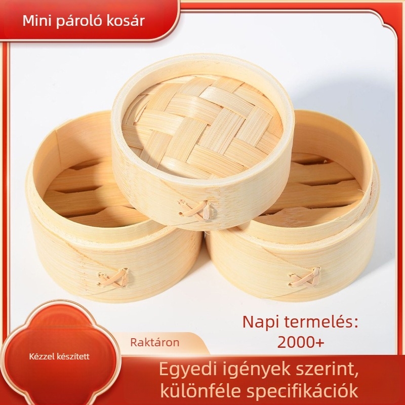 Mini bambusz gőzölő otthoni használatra, ideális zsemle és rizs gőzöléséhez