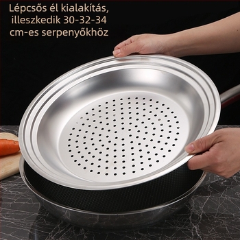 Háztartási használatra szánt rozsdamentes acél gőztálca, kompatibilis wokokra 32/30/34 cm, három méretű gőzölő rács