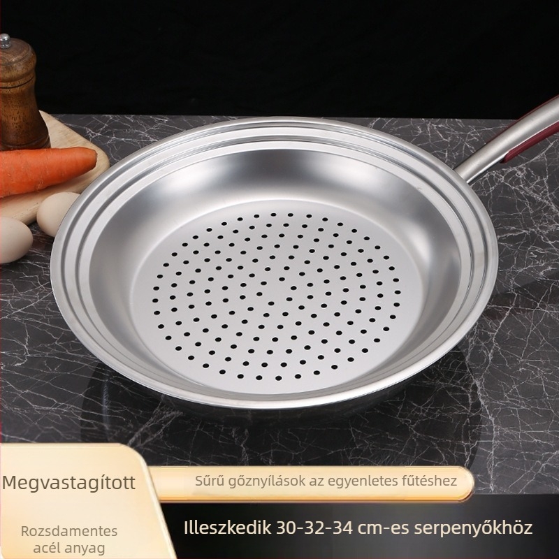 Háztartási használatra szánt rozsdamentes acél gőztálca, kompatibilis wokokra 32/30/34 cm, három méretű gőzölő rács