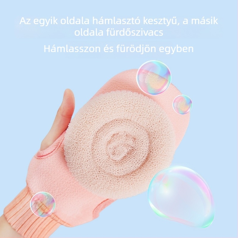 Kétfunkciós fürdőlepedő és radírozó golyó, finom szemű, kétoldalas habgolyó, hátmasszázs törölköző, száraz és nedves használatra