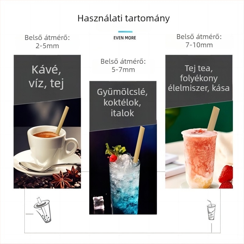 Egyszer használatos nádszál szívószál, hőálló, környezetbarát és biológiailag lebomló, egyedi csomagolásban, kávéhoz, teához és italokhoz.