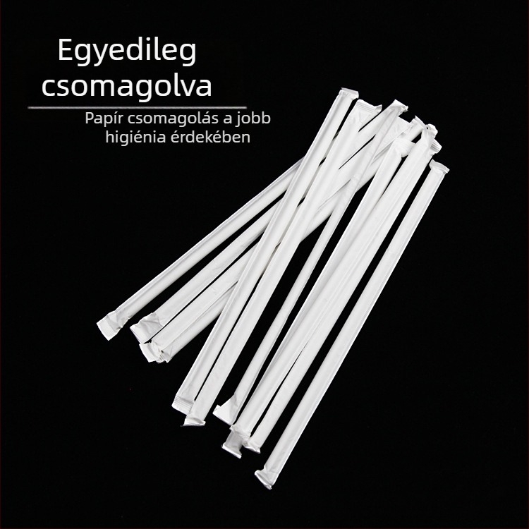 Egyszer használatos hajlított szívószálak gyerekeknek, várandós nőknek és a szülés utáni időszakra, átlátszó műanyag, papírral csomagolva, 200 darab