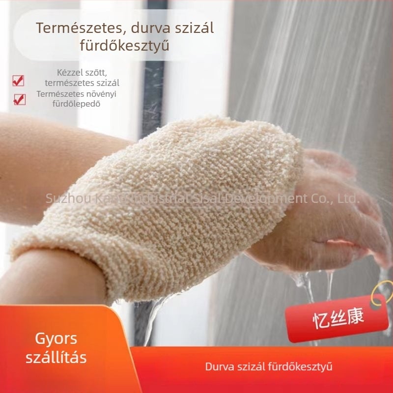 Pamut és sisal exfoláló fürdőkesztyű mélytisztításhoz
