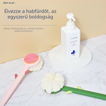 Kétoldalas szilikon fürdőecset, hosszú nyéllel a hát dörzsöléséhez