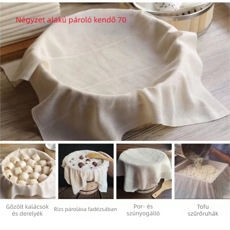 70 cm-es négyzetes pároló kendő, tapadásmentes, zsemle és tofu párolásához