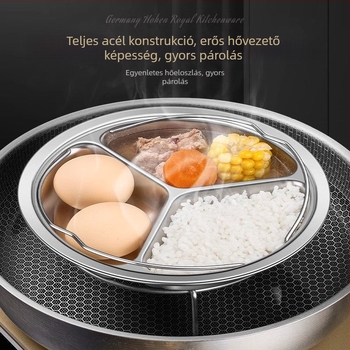 Három rekeszű pároló tál rizsfőzőhöz, belső pároló rács bébiételekhez
