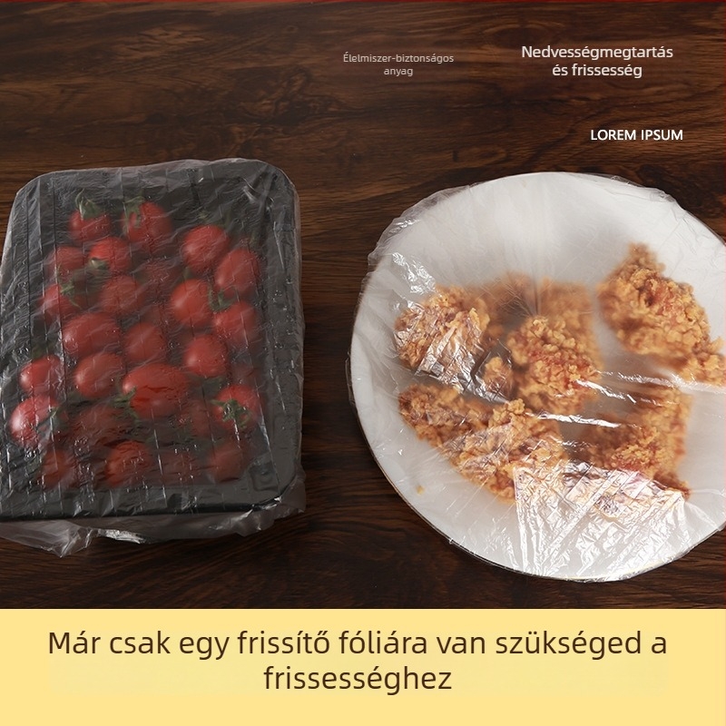 Egyszer használatos frissesség-megtartó fedő maradék ételekhez – rugalmas él, önzáró tálfedő