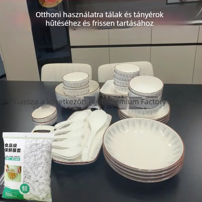 2-darabos készlet: egyszer használatos élelmiszer-minőségű műanyag fólia és porvédő fedél háztartási tálakhoz