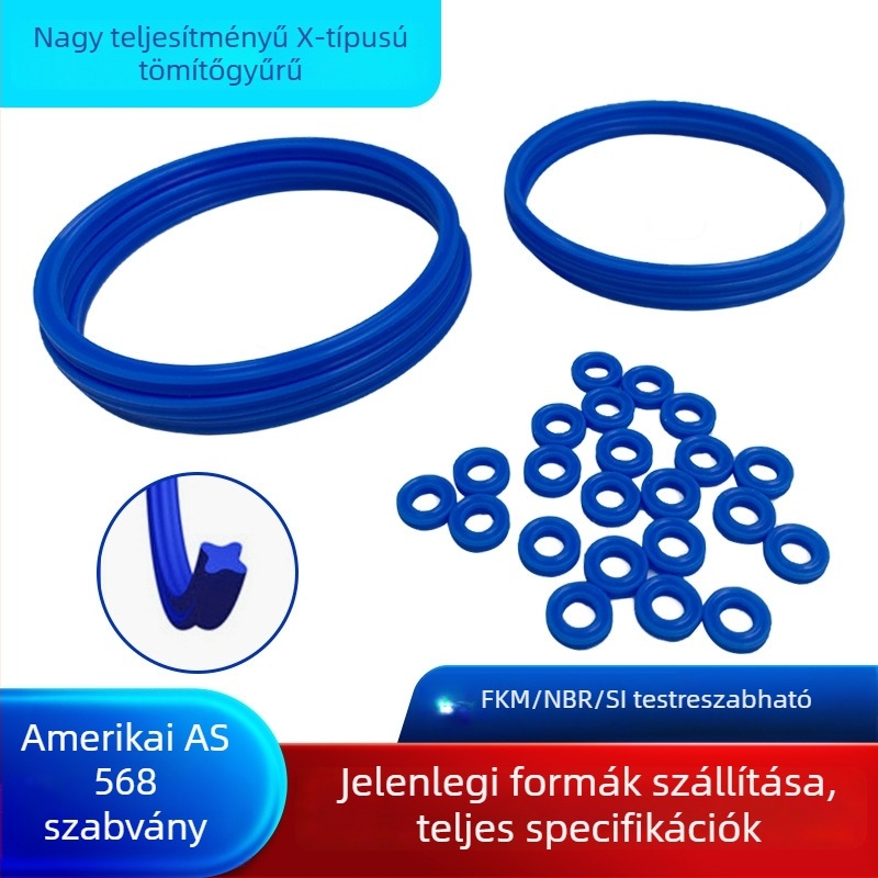 X-gyűrűs tömítés autóhidraulikus hengerhez, magas teljesítményű piston-tömítés, FKM/NBR