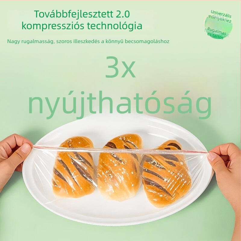 Temij Egyszer használatos fóliakupakok, 300 darab, összecsukható konyhai élelmiszer-tároló tasakok, porvédő sapka, kihúzható konyhai eszközök