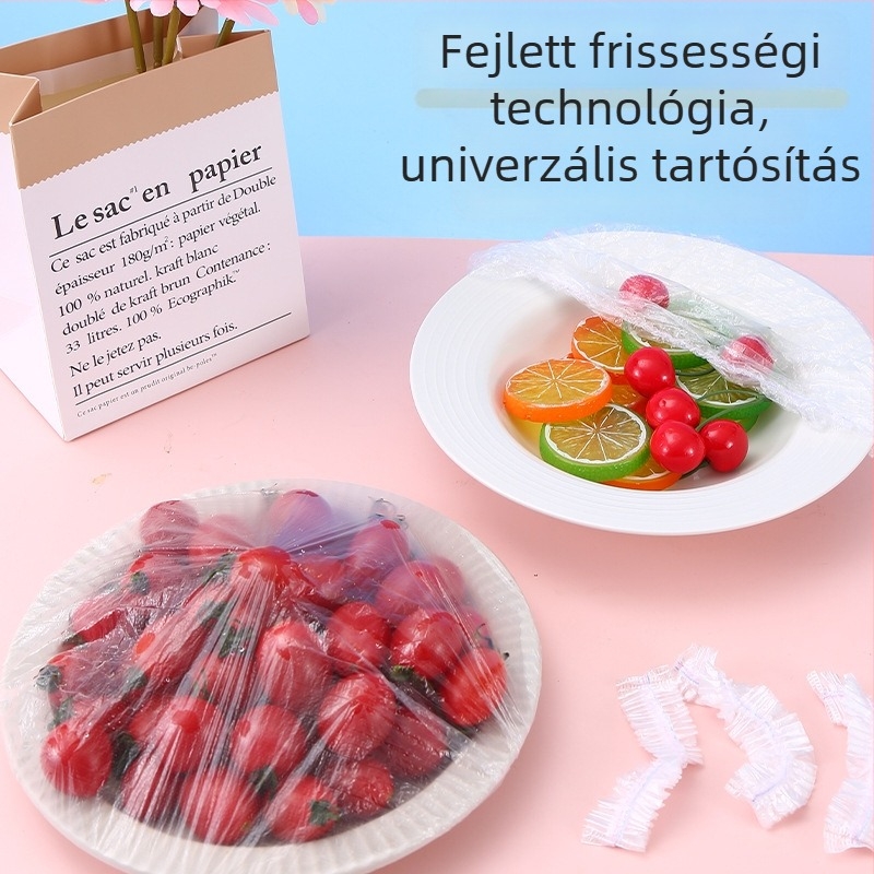 Élelmiszer-biztonságos műanyag fóliás fedő készlet, porvédő sapkák, egyszer használatos ételtároló zacskók, zöldségfedők és zuhanysapkák elasztikus nyílással