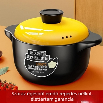Agyagból készült fazék sültekhez és levesekhez, kerámia edény gázfőzéshez, sík alj, 2.1–3 L, tapadásmentes, rizshez és leveshez