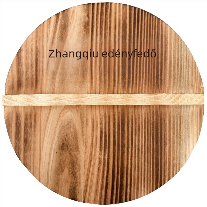 Szénnel kezelt fenyőfából készült fedél vas edényhez, kerek, szigetelt, antik stílusú