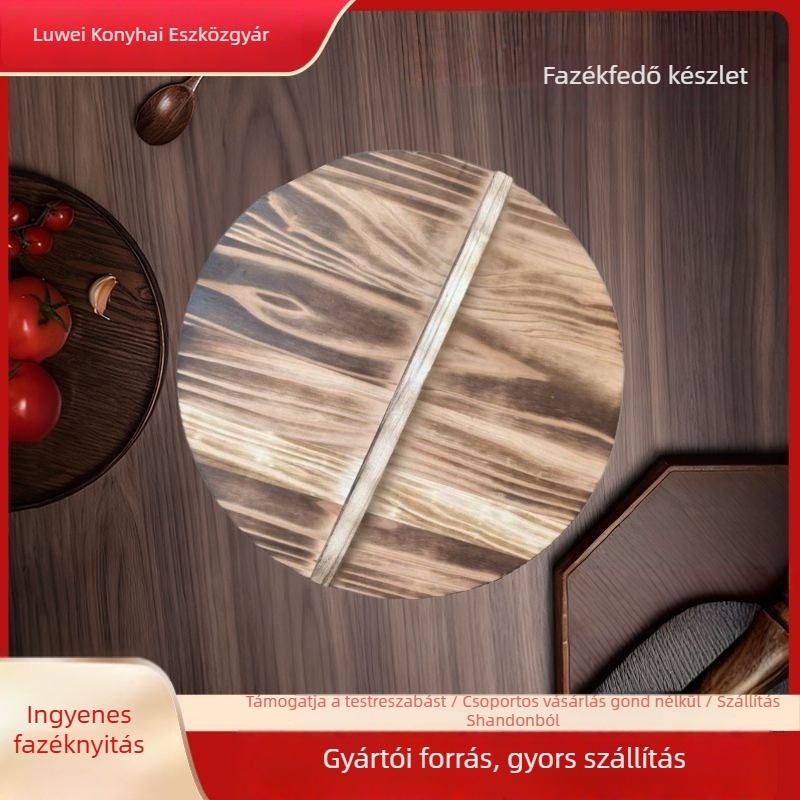 Kézzel készített tömörfa fedél vas wokhoz, hagyományos Zhangqiu stílus, ragasztó nélkül