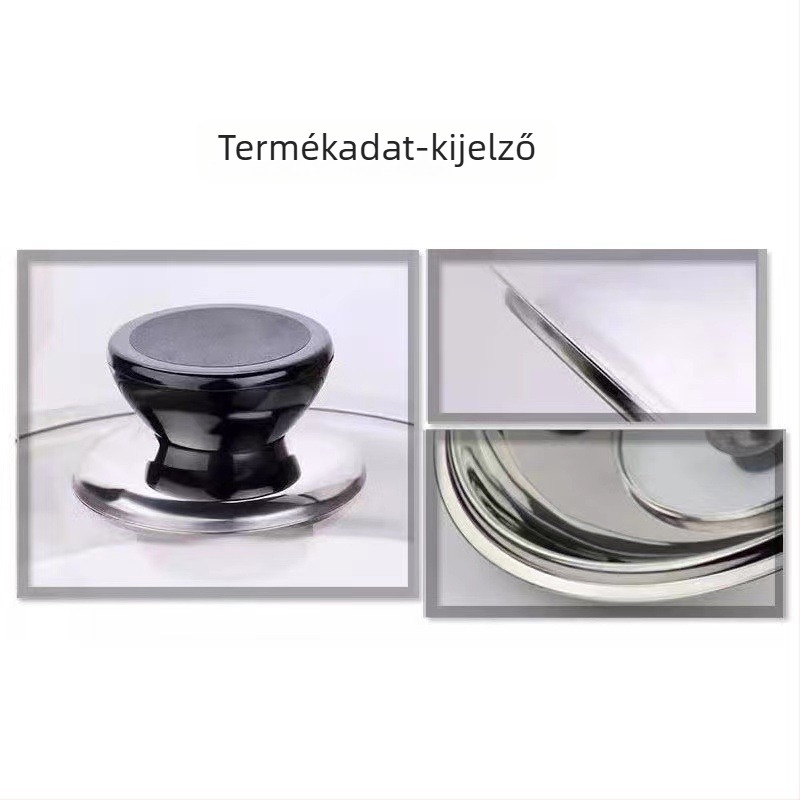 Rozsdamentes acél edényfedők hőálló, átlátszó üveggel, 32–40 cm, főzőedényekhez