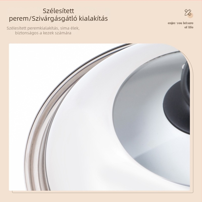 Rozsdamentes acél edényfedő edzett üveggel, átlátszó, univerzális méret 30–40 cm