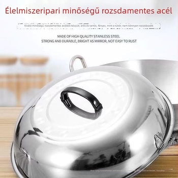 Fedő rozsdamentes acélból, élelmiszer‑minőségű párolófedő, magas ívű dizájn, nagy vaslábasokhoz, otthoni használatra