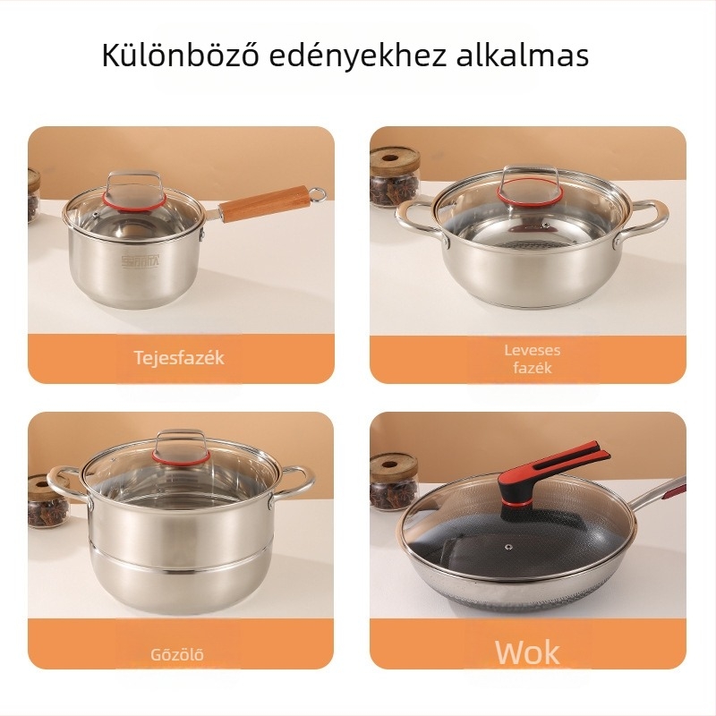 Univerzális fedő serpenyők és wokokhoz, edzett üveg, rozsdamentes acél, sík fedő, tapadásmentes