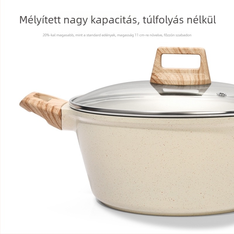 Maifan kővel készült nem tapadó leveses és pörkölt fazék, vastag aljjal, indukciós és gáztűzhelyhez