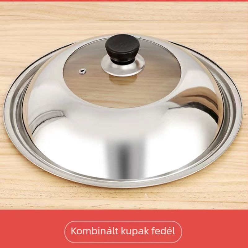 Rozsdamentes acélból készült többfunkciós fedő készlet, különböző méretű fedők wokhoz és serpenyőkhöz, átlátszó fedő